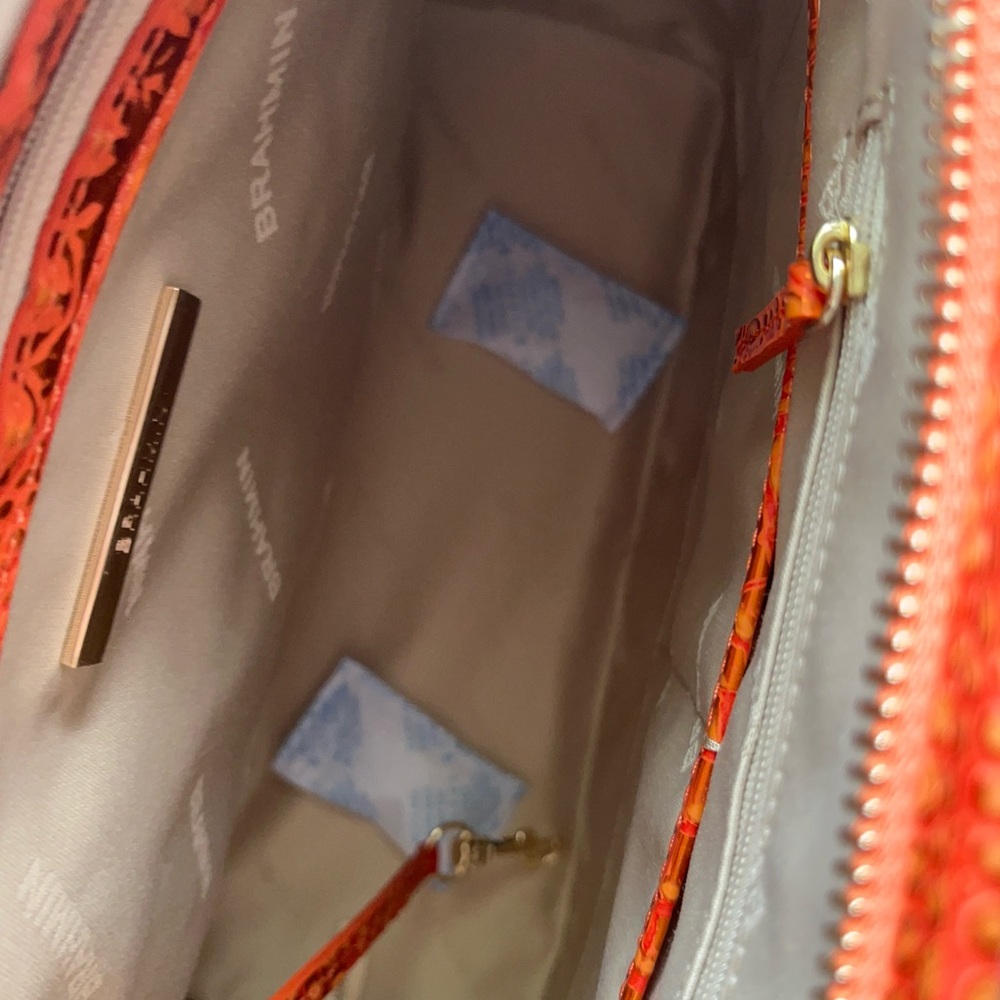 Brahmin Burnt Orange Croc-Embossed Shoulder Bag - Picture 7 of 9